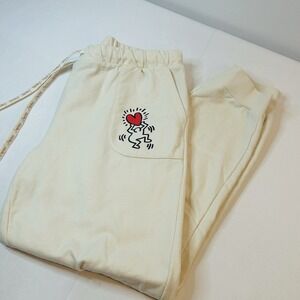Keith Haring Women's Medium Sweatpants Lounge Wear Joggers Ivory  Drawstring